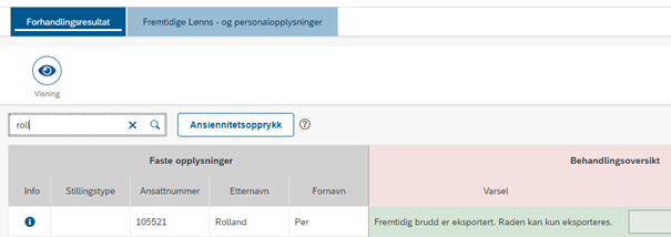 Bildet viser varsel under Behandlingsoversikt.