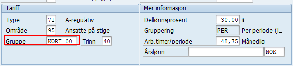 Bildet er et utklipp fra IT0008 Grunnlønn og viser feltet Gruppe.