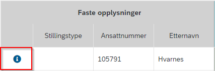 Bildet viser utklipp av informasjonsknappen du kan trykke på for å se lønnshistorikk.