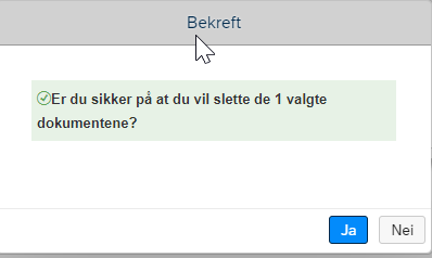  Skjermbilde av bekreftelse for slett skjema