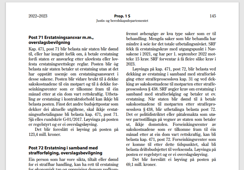 Bilde av Prop.1 S post 71 og 72, 2022-2023.