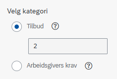 Bildet viser valg av kategori