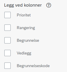 Bildet viser valg av kolonner