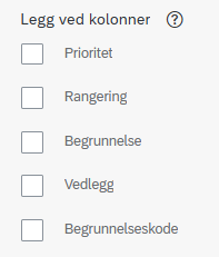 Bildet viser valg av kolonner