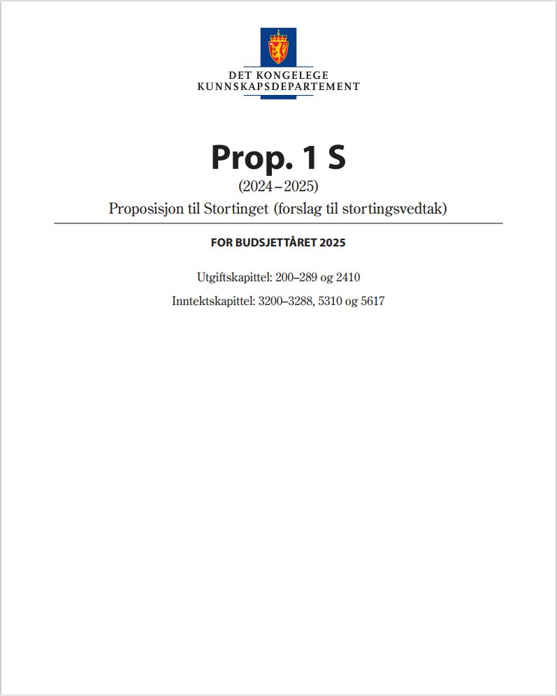 Forsiden av Prop. 1S for 2024-2025