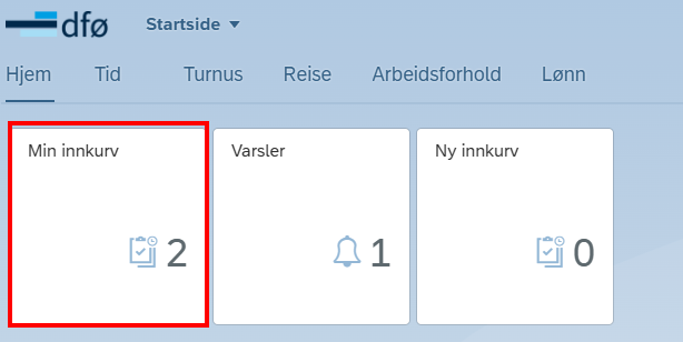 Skjermbilde som viser flis for "Min innkurv" i selvbetjeningsportalen.