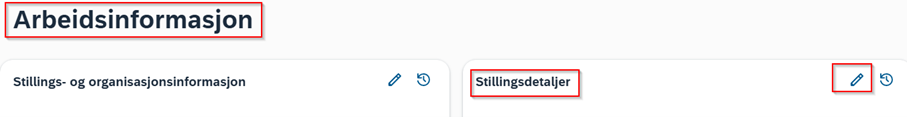 arbeidsinformasjon og stillingsdetaljer