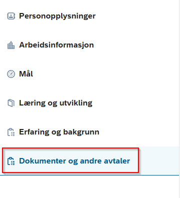 dokumenter og andre avtaler