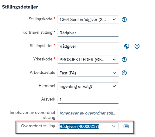 endre overordnet stilling