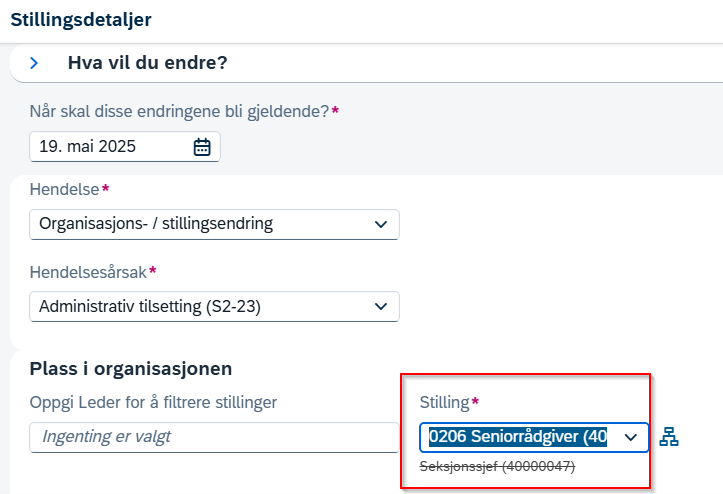 endre stilling