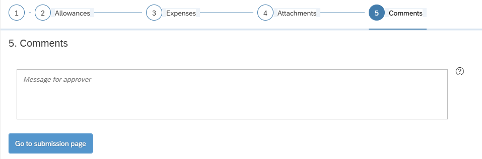 Image showing go to submission button in step 5 in travel expense claim
