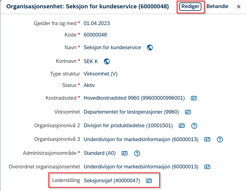 rediger organisasjonsenhet