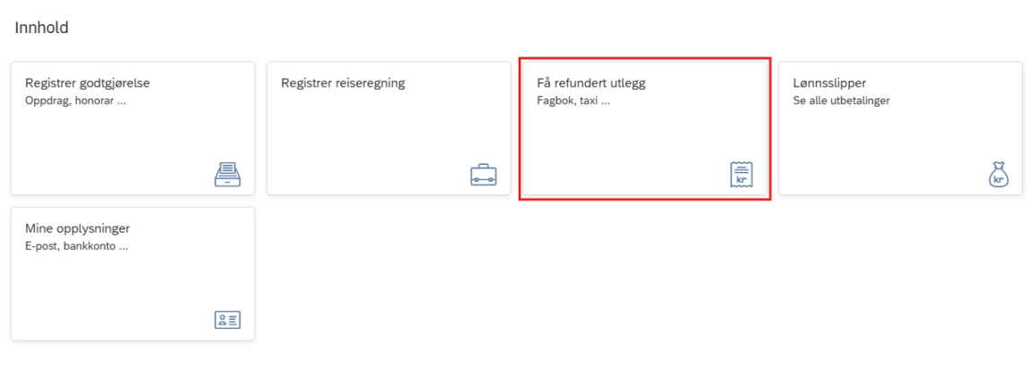 Bildet viser flisen Få refundert utlegg.