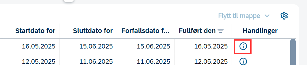 Skjermbilde av handlingsknapp for skjema
