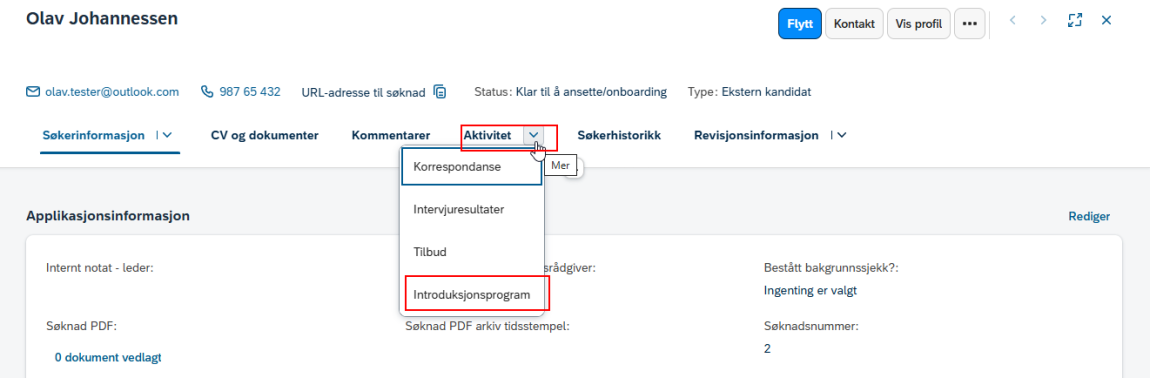 Bildet som viser hvor du kan sjekke om introduksjonsporgrammet er startet.