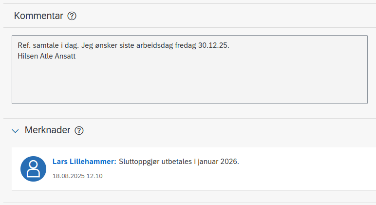 Bildet viser kommentar og merknader