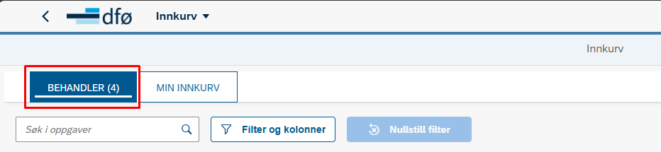 Bildet viser fanen behandler i ny innkurv