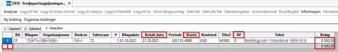 Skjermbilde av DFØ tredjepartsopplysning av OtA resultat.