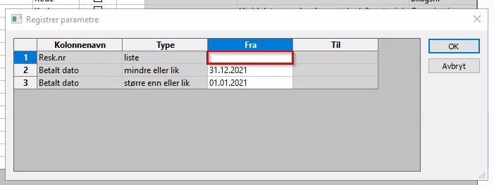 Skjermbilde av system med tredjepartsopplysninger i OtA parameter.