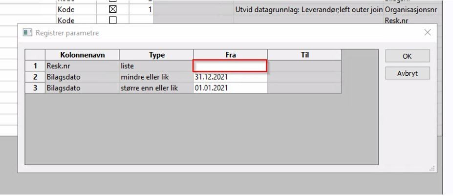 Skjermbilde av DFØ tredjepartsopplysning av SNU parameter. 