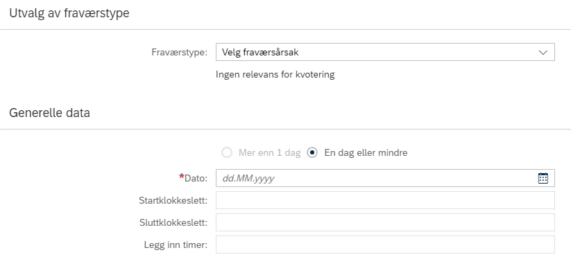 Opprett fraværssøknad