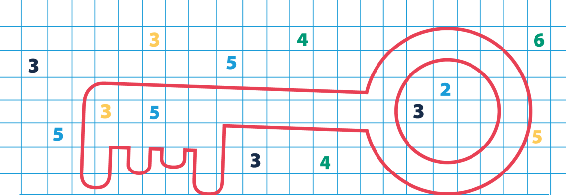Illustrasjonen viser en nøkkel og tall.
