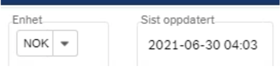 Skjermbilde av enhet i NOK og sist oppdateringsdato 2021-06-30 04:03.