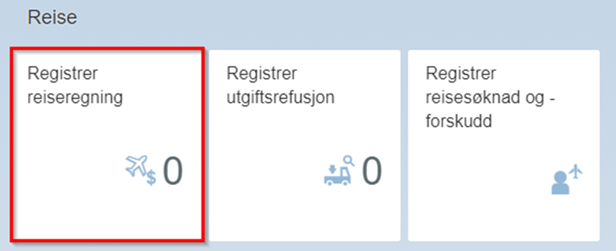 Du finner registrer reiseregning under mappekortet Reise.