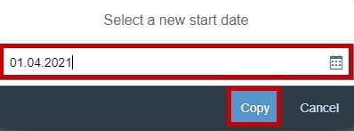 Select the new start date