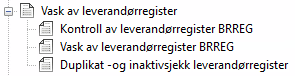 Skjermbilde av "Vask av leverandørregister". 