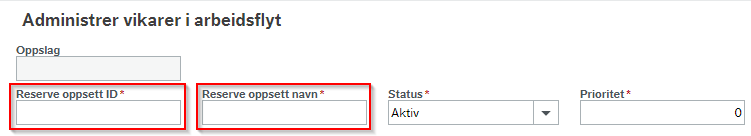 Reserve oppsett ID og Reserve oppsett navn er de to første feltene på linje to i skjermbildet.